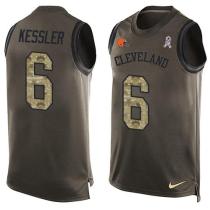 Nike Browns -6 Cody Kessler Green Stitched NFL Limited Salute To Service Tank Top Jersey Nike Browns -6 Cody Kessler Green Stitched NFL Limited Salute To Service Tank Top Jersey