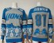 Nike Detroit Lions -81 Calvin Johnson Blue Grey Ugly Sweater