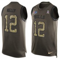 Nike Bills -12 Jim Kelly Green Stitched NFL Limited Salute To Service Tank Top Jersey Nike Bills -12 Jim Kelly Green Stitched NFL Limited Salute To Service Tank Top Jersey