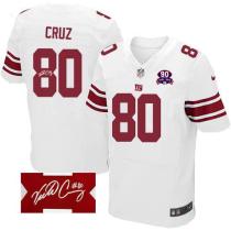 Nike New York Giants #80 Victor Cruz White With 1925-2014 Season Patch Men's Stitched NFL Elite Auto Nike New York Giants #80 Victor Cruz White With 1925-2014 Season Patch Men's Stitched NFL Elite Auto