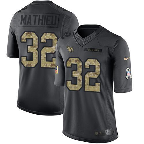 Arizona Cardinals -32 Tyrann Mathieu Nike Anthracite 2016 Salute to Service Jersey