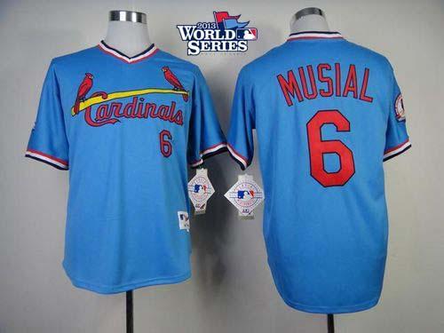 St Louis Cardinals #6 Stan Musial Blue 1982 Turn Back The Clock 2013 World Series Patch Stitched MLB