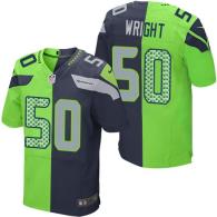 Nike Seahawks -50 KJ Wright Steel Blue Green Stitched NFL Elite Split Jersey
