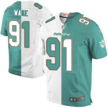 Nike Dolphins -91 Cameron Wake Aqua Green White Stitched NFL Elite Split Jersey Nike Dolphins -91 Cameron Wake Aqua Green White Stitched NFL Elite Split Jersey