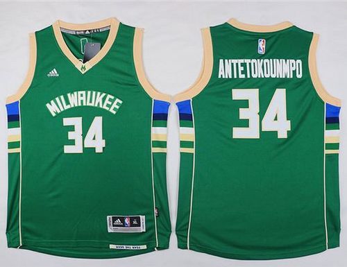 Milwaukee Bucks #34 Giannis Antetokounmpo Green Stitched Youth NBA Jersey