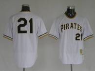 Mitchell and Ness Pittsburgh Pirates #21 Roberto Clemente Stitched White Throwback MLB Jersey