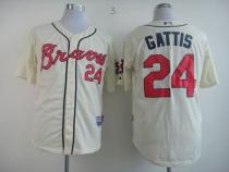 Atlanta Braves #24 Evan Gattis Cream Cool Base Stitched MLB Jersey Atlanta Braves #24 Evan Gattis Cream Cool Base Stitched MLB Jersey