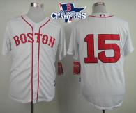 Boston Red Sox #15 Dustin Pedroia White Cool Base 2013 World Series Champions Patch Stitched MLB Jer