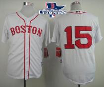 Boston Red Sox #15 Dustin Pedroia White Cool Base 2013 World Series Champions Patch Stitched MLB Jer Boston Red Sox #15 Dustin Pedroia White Cool Base 2013 World Series Champions Patch Stitched MLB Jer