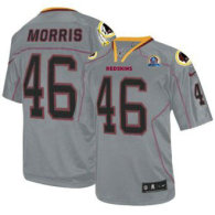 Nike Redskins -46 Alfred Morris Lights Out Grey With Hall of Fame 50th Patch Stitched NFL Elite Jers
