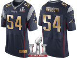 NEW ENGLAND PATRIOTS -54 TEDY BRUSCHI NAVY SUPER BOWL LI CHAMPIONS GOLD ELITE JERSEY