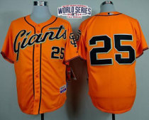 San Francisco Giants #25 Barry Bonds Orange Alternate Cool Base W 2014 World Series Patch Stitched M