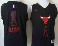 Chicago Bulls -1 Derrick Rose Black New Fashion Stitched NBA Jersey