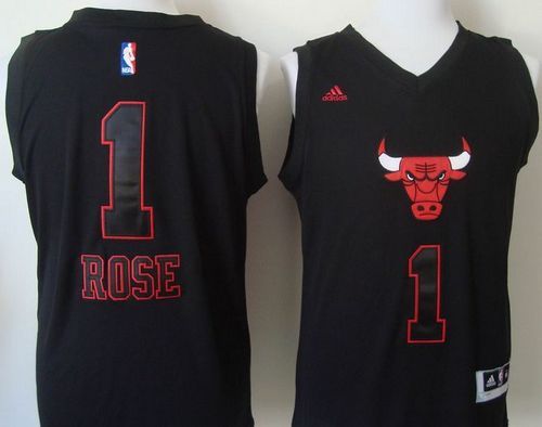Chicago Bulls -1 Derrick Rose Black New Fashion Stitched NBA Jersey