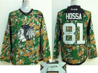 Autographed NHL Chicago Blackhawks -81 Marian Hossa Camo Veterans Day Practice Stitched Jersey