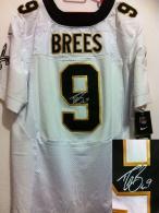 Nike New Orleans Saints #9 Drew Brees White Men's Stitched NFL Elite Autographed Jersey