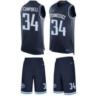 Titans -34 Earl Campbell Navy Blue Alternate Stitched NFL Limited Tank Top Suit Jersey