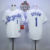 Kansas City Royals -1 Jarrod Dyson White Cool Base W 2015 World Series Patch Stitched MLB Jersey