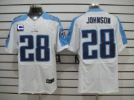 Nike Titans -28 Chris Johnson White With C Patch Stitched NFL Elite Jersey