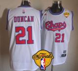 San Antonio Spurs -21 Tim Duncan White ABA Hardwood Classic Finals Patch Stitched NBA Jersey