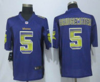 2015 New Nike Minnesota Vikings -5 Teddy Bridgewater Pro Line Purple Fashion Strobe Jersey