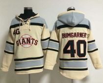 San Francisco Giants #40 Madison Bumgarner Cream Sawyer Hooded Sweatshirt MLB Hoodie