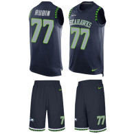 Seahawks -77 Ahtyba Rubin Steel Blue Team Color Stitched NFL Limited Tank Top Suit Jersey