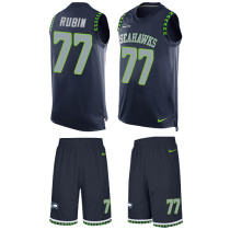 Seahawks -77 Ahtyba Rubin Steel Blue Team Color Stitched NFL Limited Tank Top Suit Jersey