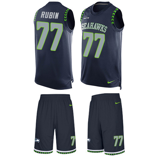 Seahawks -77 Ahtyba Rubin Steel Blue Team Color Stitched NFL Limited Tank Top Suit Jersey