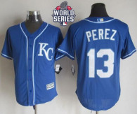 Kansas City Royals -13 Salvador Perez Blue Alternate 2 New Cool Base W 2015 World Series Patch Stitc