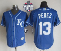 Kansas City Royals -13 Salvador Perez Blue Alternate 2 New Cool Base W 2015 World Series Patch Stitc Kansas City Royals -13 Salvador Perez Blue Alternate 2 New Cool Base W 2015 World Series Patch Stitc