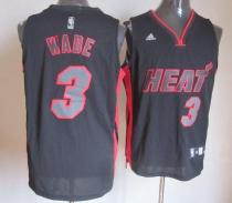 Miami Heat -3 Dwyane Wade Black With Red & Black Number Stitched NBA Jersey Miami Heat -3 Dwyane Wade Black With Red & Black Number Stitched NBA Jersey