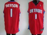 Detroit Pistons -1 Allen Iverson Stitched Red NBA Jersey