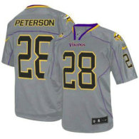 Minnesota Vikings -28 Adrian Peterson Lights Out Grey NFL Elite Jersey