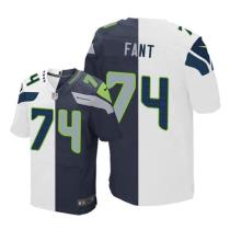 Nike Seahawks -74 George Fant White Steel Blue Stitched NFL Elite Split Jersey Nike Seahawks -74 George Fant White Steel Blue Stitched NFL Elite Split Jersey
