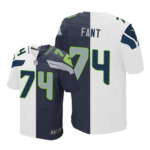 Nike Seahawks -74 George Fant White Steel Blue Stitched NFL Elite Split Jersey