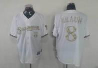 Milwaukee Brewers -8 Ryan Braun White USMC Cool Base Stitched MLB Jersey