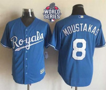 Kansas City Royals -8 Mike Moustakas Light Blue Alternate 1 New Cool Base W 2015 World Series Patch Kansas City Royals -8 Mike Moustakas Light Blue Alternate 1 New Cool Base W 2015 World Series Patch