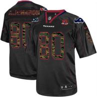 Nike Houston Texans -80 Andre Johnson Black With 10th Patch Mens Stitched NFL Elite Camo Fashion Jer