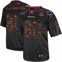 Nike Houston Texans -80 Andre Johnson Black With 10th Patch Mens Stitched NFL Elite Camo Fashion Jer