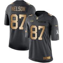 Nike Packers -87 Jordy Nelson Black Stitched NFL Limited Gold Salute To Service Jersey Nike Packers -87 Jordy Nelson Black Stitched NFL Limited Gold Salute To Service Jersey