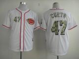Cincinnati Reds -47 Johnny Cueto White USMC Cool Base Stitched MLB Jersey