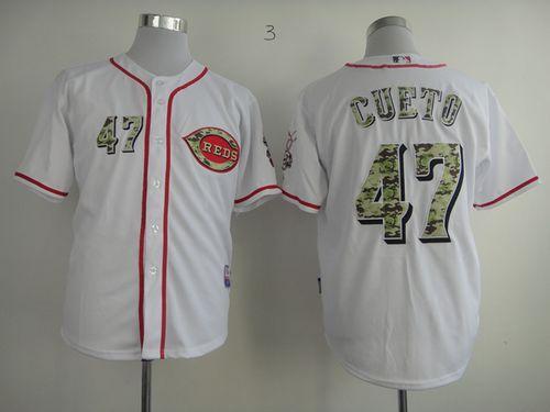 Cincinnati Reds -47 Johnny Cueto White USMC Cool Base Stitched MLB Jersey