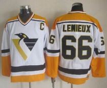 Pittsburgh Penguins -66 Mario Lemieux White Yellow CCM Throwback Stitched NHL Jersey Pittsburgh Penguins -66 Mario Lemieux White Yellow CCM Throwback Stitched NHL Jersey