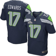 Seattle Seahawks Super Bowl XLVIII #17 Men‘s Braylon Edwards Elite Home Steel Blue Jersey