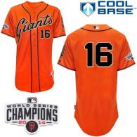 San Francisco Giants #16 Angel Pagan Orange Cool Base W 2014 World Series Champions Patch Stitched M