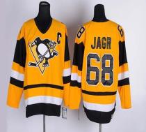 Pittsburgh Penguins -68 Jaromir Jagr Yellow CCM Throwback Stitched NHL Jersey Pittsburgh Penguins -68 Jaromir Jagr Yellow CCM Throwback Stitched NHL Jersey
