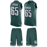 Eagles -65 Lane Johnson Midnight Green Team Color Stitched NFL Limited Tank Top Suit Jersey