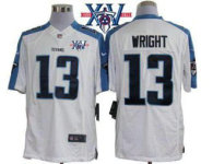 Nike Tennessee Titans -13 Kendall Wright White Game With 15th Season Patch Stitched NFL Jersey
