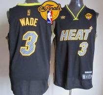 Miami Heat -3 Dwyane Wade Black Electricity Fashion Finals Patch Stitched NBA Jersey Miami Heat -3 Dwyane Wade Black Electricity Fashion Finals Patch Stitched NBA Jersey